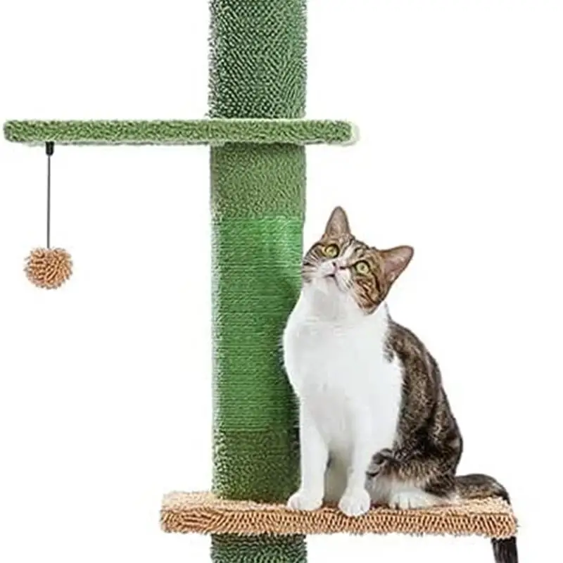 

Wfs Indoor Small Cats,Cat Tree,Cactus Style,Floor Ceiling Tower,95-107 Inches,5-Level,Green