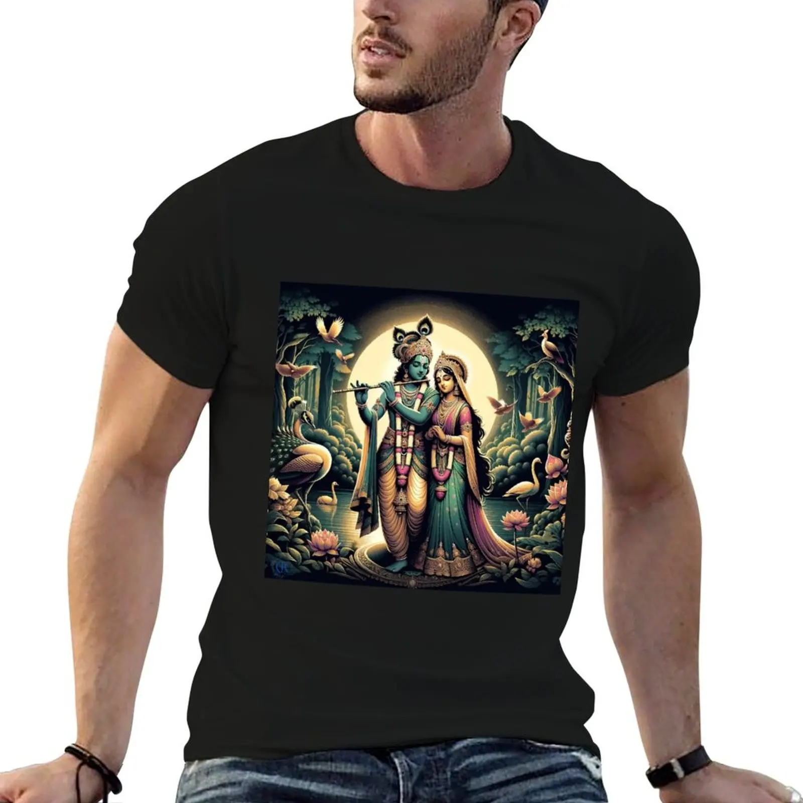 Krishna/ Radha_Indian design.1 Футболка с короткими рукавами летние рубашки для тренировок