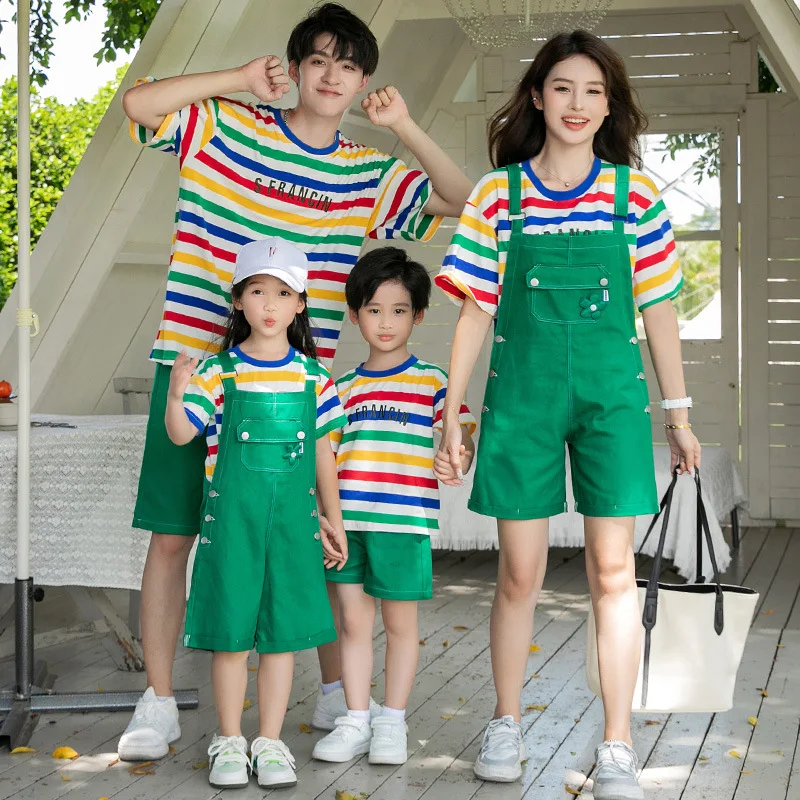 Family Summer Rainbow T-shirt Outfits Mom and Baby Girls Green Jumpsuit Set Women Clothing Dad and Daughter Son Matching Clothes
Family Summer Rainbow T-shirt Outfits Mom and Baby Girls Green Jumpsuit Set Women Clothing Dad and Daughter Son Matching Clothes