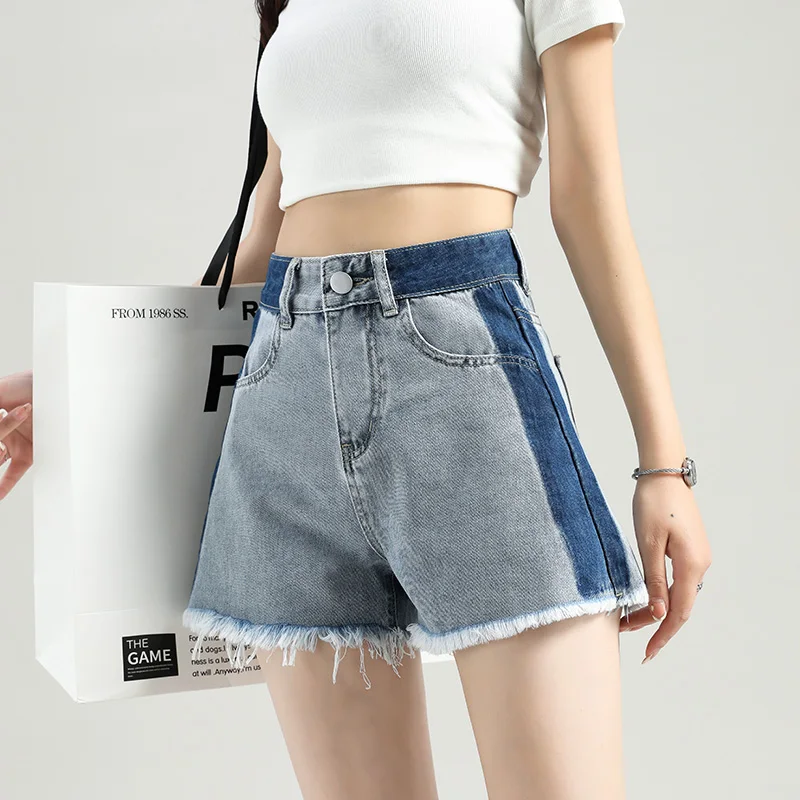 Women's Contrast Color Stitching Denim Shorts Summer New Unique Design A-line Wide Leg Mini Jeans Female
Women's Contrast Color Stitching Denim Shorts Summer New Unique Design A-line Wide Leg Mini Jeans Female