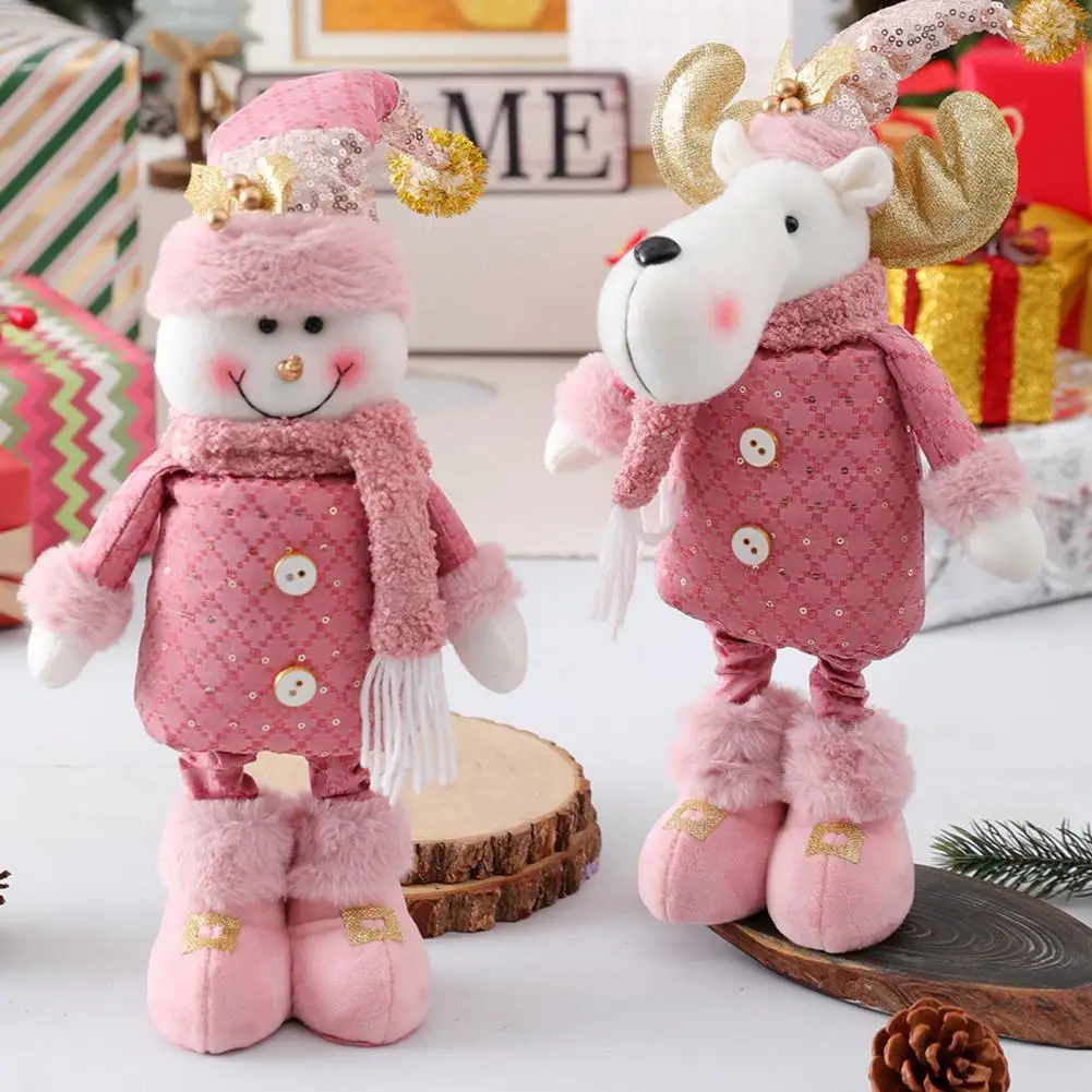 

Eye-catching Party Ornament Festive Plush Dolls for Christmas Home Decor Eye-catching Long-legged Figurines of Snowman Reindeer