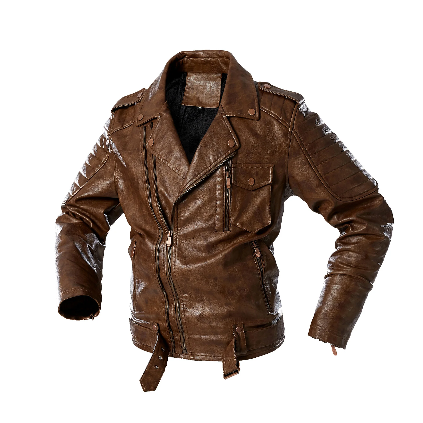 

Jacket Men's PU Motorcycle Faux Coat Fashion Retro Parker Locomotive Leather Outwear for Male