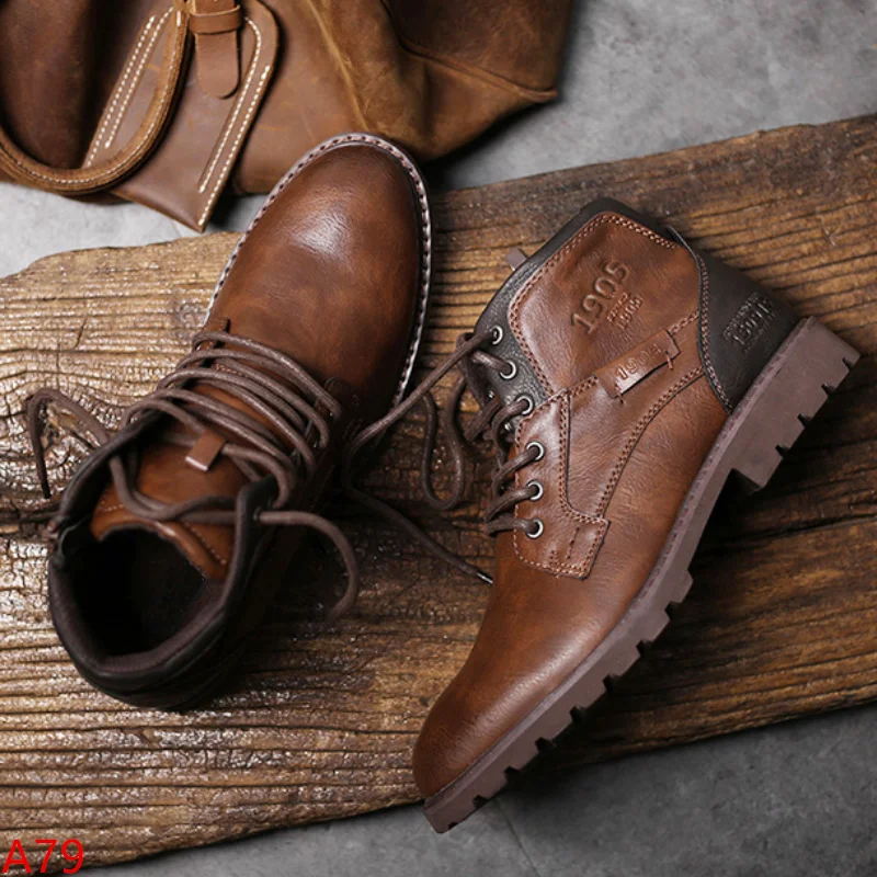 Leather Men Ankle Boots Plus Size High Top Shoes Outdoor Work Casual Shoes Motorcycle Military Combat Boots Fashion Autumn Brown
Leather Men Ankle Boots Plus Size High Top Shoes Outdoor Work Casual Shoes Motorcycle Military Combat Boots Fashion Autumn Brown