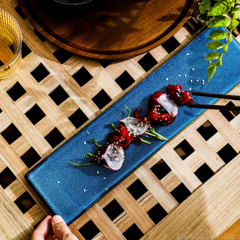 

Японская тарелка для суши, прямоугольная керамическая плитка с длинной полосой, домашняя десертная тарелка для ресторана, японская посуда, ...