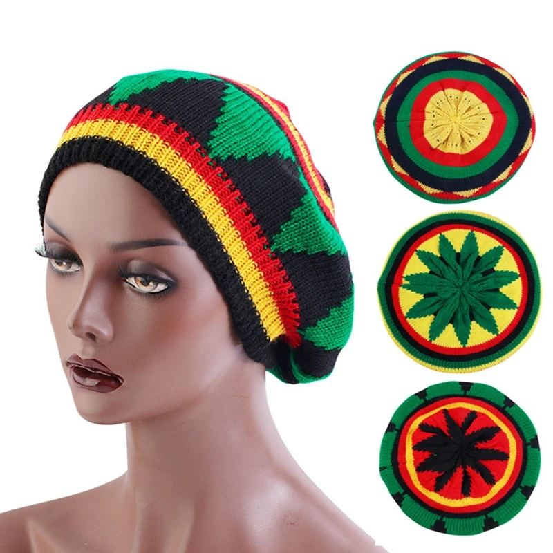 Beret Knitted Cap For Mens Women Jamaican Rasta Knit Beanie Hat Unisex Winter New Multi-colour Leaves Hip Hop Fashion Haircover
Beret Knitted Cap For Mens Women Jamaican Rasta Knit Beanie Hat Unisex Winter New Multi-colour Leaves Hip Hop Fashion Haircover