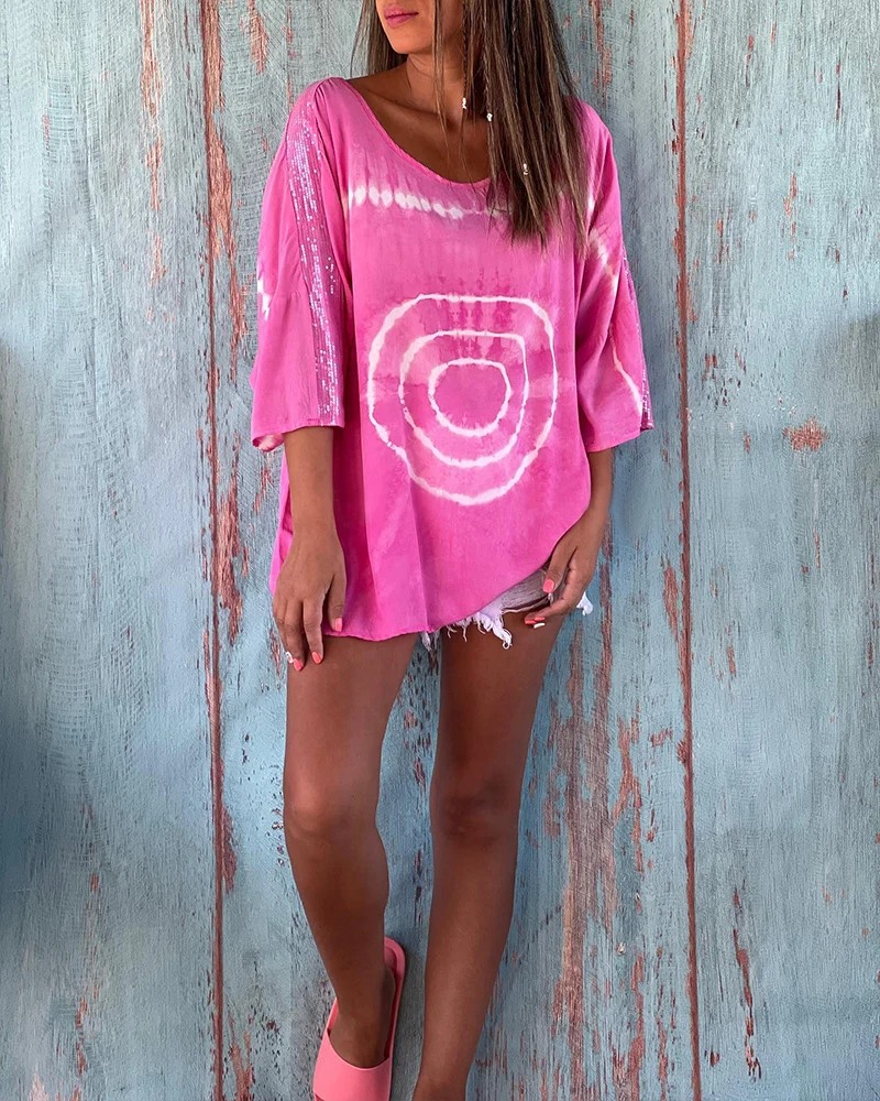 Casual Loose Tie-dye Printing T-shirts For Women Summer Fashion O-neck Short Sleeve Long Tops
Casual Loose Tie-dye Printing T-shirts For Women Summer Fashion O-neck Short Sleeve Long Tops