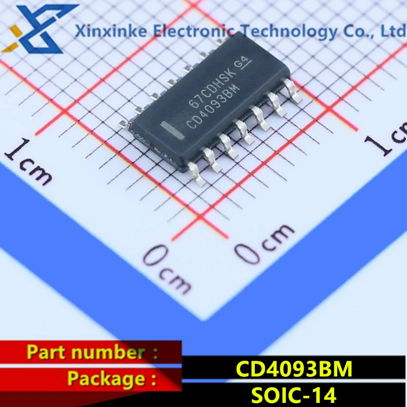 

CD4093BM CD4093 SOIC-14 Logic Gates CMOS Quad 2-Input NAND Schmitt Triggrs Brand New Original