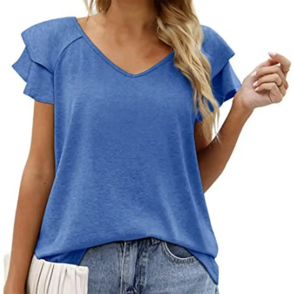 Stylish Lady T-shirt Shink Resistant Casual T-shirt Stretchy Casual Loose Pure Color Summer Top Thin
Stylish Lady T-shirt Shink Resistant Casual T-shirt Stretchy Casual Loose Pure Color Summer Top Thin