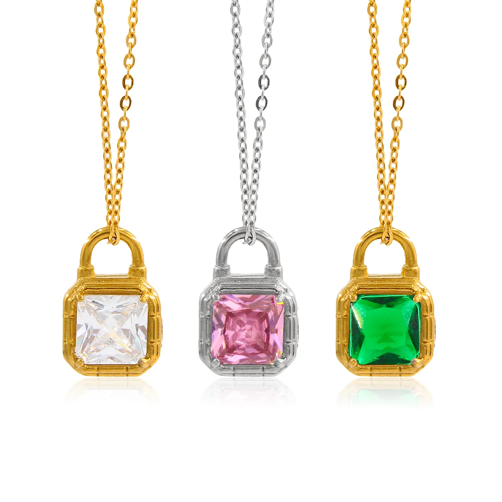 Small Delicate Crystal Setted Lock Pendant Necklace Stainless Steel Shiny Zircon Stylish Geometric Waterproof Charm Collar Gift
Small Delicate Crystal Setted Lock Pendant Necklace Stainless Steel Shiny Zircon Stylish Geometric Waterproof Charm Collar Gift