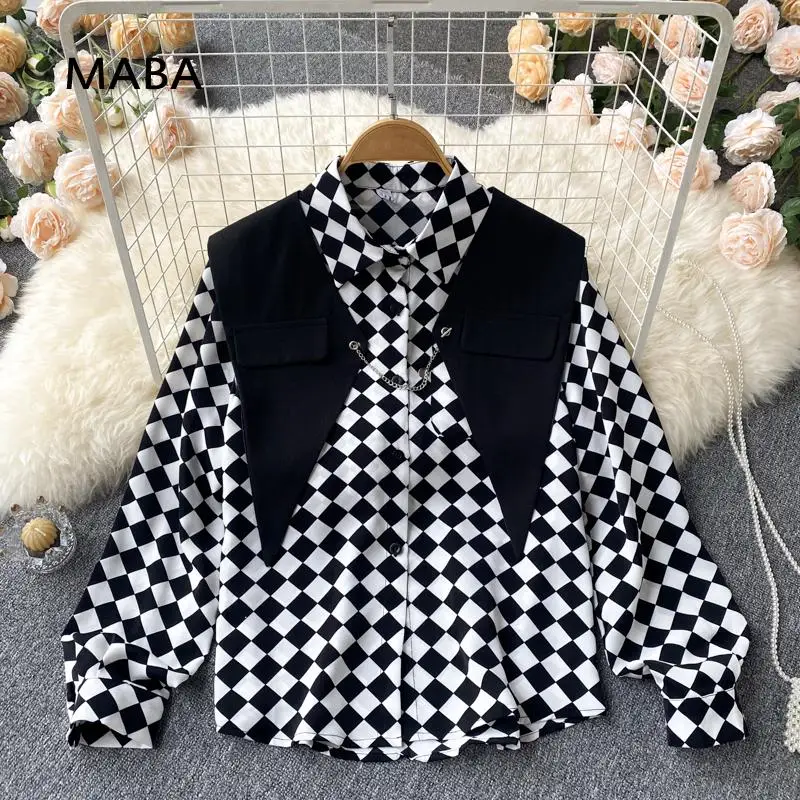 Korean Plaid Shirt Women Blouse 2022 Spring Autumn Female Sailor Collar Long Sleeve Loose Blusas Casual Harajuku Chiffon Shirt
Korean Plaid Shirt Women Blouse 2022 Spring Autumn Female Sailor Collar Long Sleeve Loose Blusas Casual Harajuku Chiffon Shirt