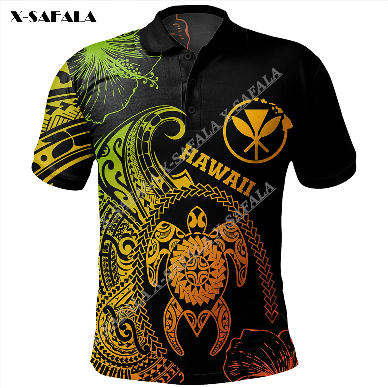 

Гавайская Персонализированная черная полинезийская черепаха Kanaka Reggae 3D печатная унисекс поло-рубашка мужские и женские повседневные топы