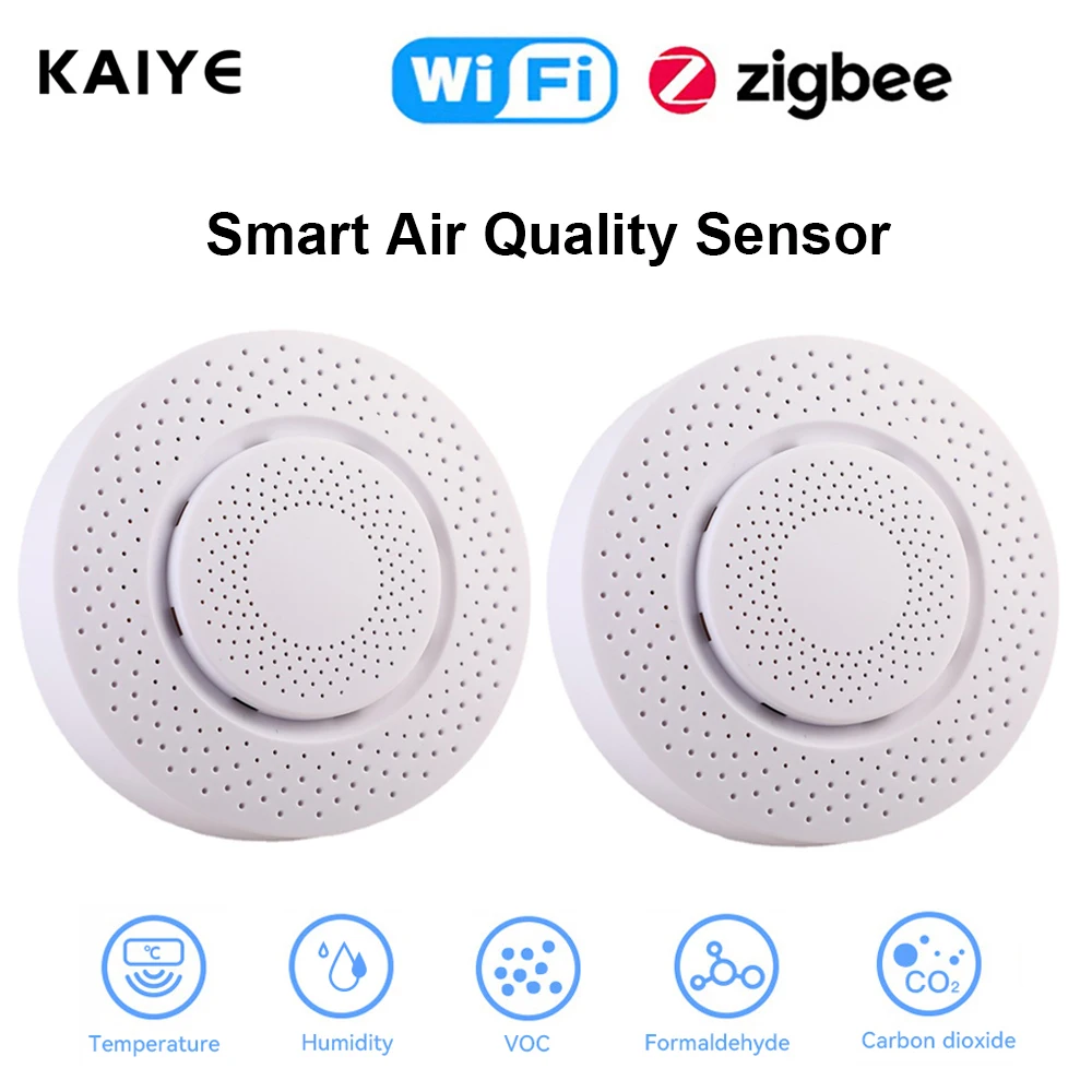 Датчик качества воздуха Tuya Wi-Fi Zigbee, умный прибор для контроля качества воздуха, CO2, формальдегида, VOC, датчик температуры и влажности, управление через приложение
Датчик качества воздуха Tuya Wi-Fi Zigbee, умный прибор для контроля качества воздуха, CO2, формальдегида, VOC, датчик температуры и влажности, управление через приложение