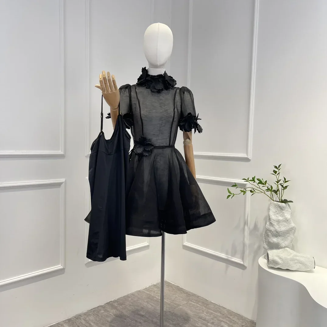 2023 Hot sale High Quality Silk Linen Three-dimensional Flower Decoration Short Sleeve A-line Woman Beige Black Mini Dress
2023 Hot sale High Quality Silk Linen Three-dimensional Flower Decoration Short Sleeve A-line Woman Beige Black Mini Dress