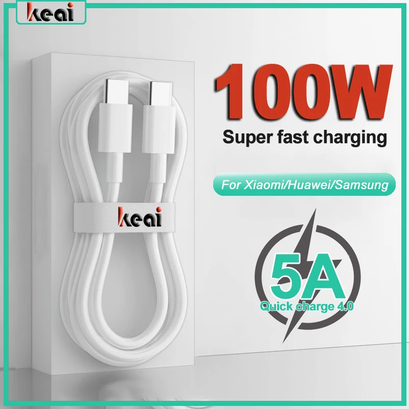 100W 5A USB C to Type-C Fast Charging Cable For Xiaomi Redmi Huawei Samsung Poco QC4.0 Phone Data Line Quick Charge Accessories
100W 5A USB C to Type-C Fast Charging Cable For Xiaomi Redmi Huawei Samsung Poco QC4.0 Phone Data Line Quick Charge Accessories