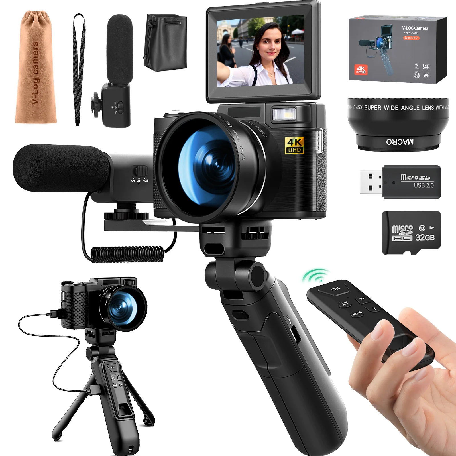 G-Anica 4k Digital Cameras for Photography 48MP Video Camera for YouTube Vlogger Kit-Microphone & Remote Control Tripod Grip
G-Anica 4k Digital Cameras for Photography 48MP Video Camera for YouTube Vlogger Kit-Microphone & Remote Control Tripod Grip