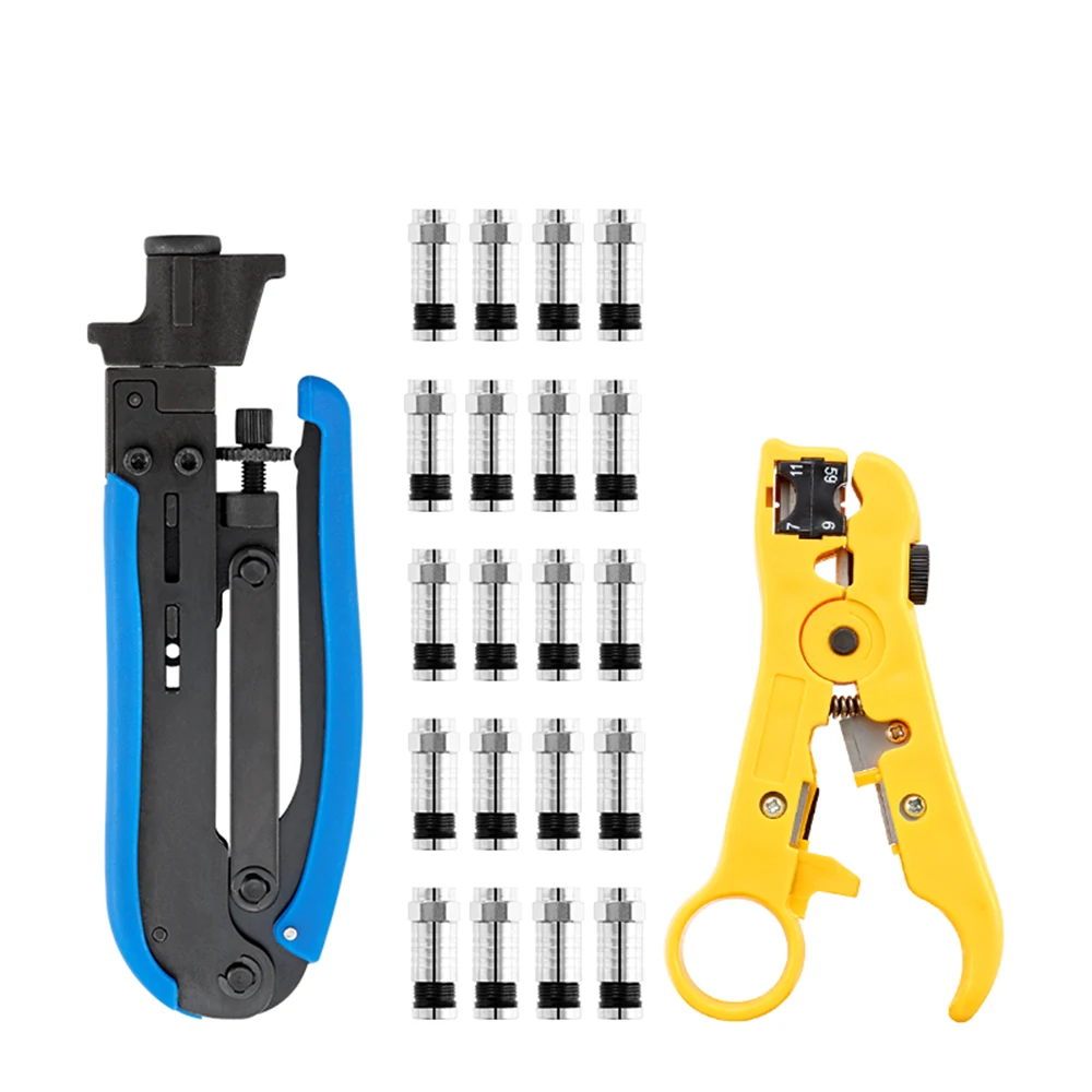 

RG59 Cable Kit TV Cable New Multitool Clamp Stripping RG6 Cold Tool Press Tool Crimping Squeezing Pliers Set Wire Coaxial