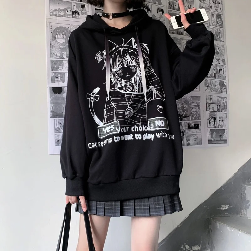 QNPQYX New Gothic Emo Anime Print White Hoodies Women Harajuku Streetwear Oversize Long Sleeve Pullover Female Black Sweatshirt
QNPQYX New Gothic Emo Anime Print White Hoodies Women Harajuku Streetwear Oversize Long Sleeve Pullover Female Black Sweatshirt