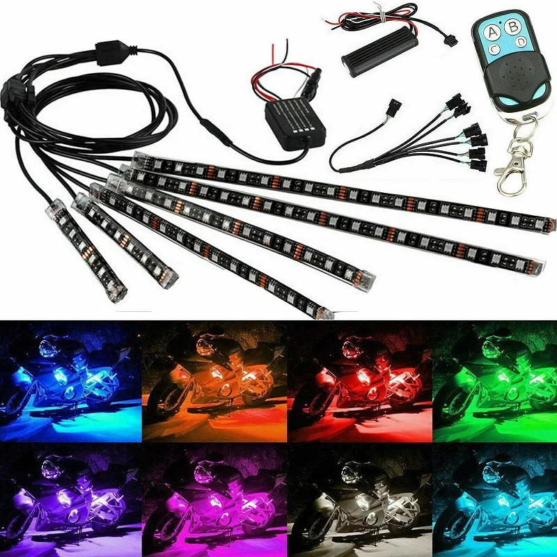 72LED Under Glow Light Kit RGB Neon Ambient Decorative LED Strip Light Remote Control for ATV SUV Motorcycle Car Interior Light
72LED Under Glow Light Kit RGB Neon Ambient Decorative LED Strip Light Remote Control for ATV SUV Motorcycle Car Interior Light