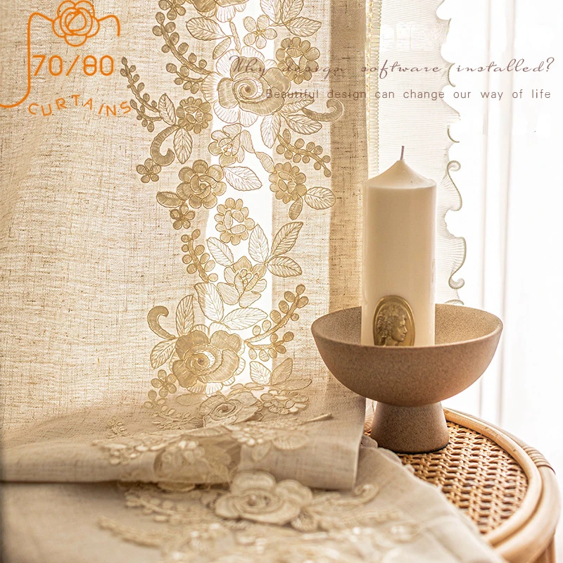 French Cream Cotton Linen Yarn Pearl Lace Stitching Window Screen Curtains for Living Room Bedroom Home Decoration Customization
French Cream Cotton Linen Yarn Pearl Lace Stitching Window Screen Curtains for Living Room Bedroom Home Decoration Customization