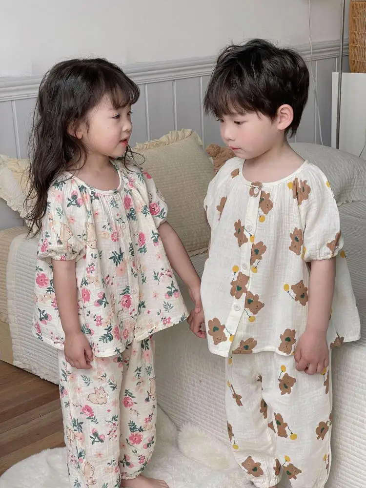 2023 Summer New Children Cotton Breathable Pajamas Set Cute Cartoon Print Baby Boys Girls Short Sleeve Tops + Pants 2pcs Suit
2023 Summer New Children Cotton Breathable Pajamas Set Cute Cartoon Print Baby Boys Girls Short Sleeve Tops + Pants 2pcs Suit