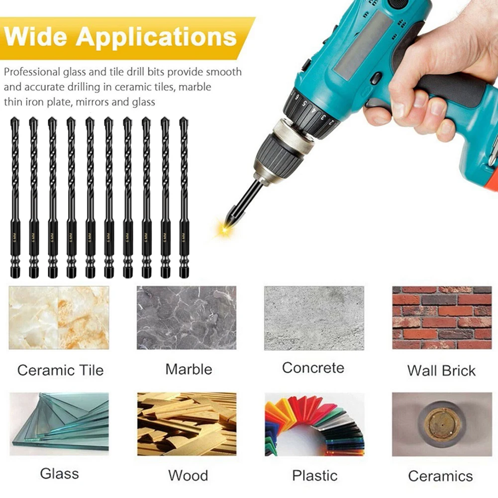 10Pcs 6mm Cross Hex Tile Drill Bits Set Carbide Triangle Porcelain Stone Glass Ceramic Concrete Drill Bit Hole Opener For Wall
10Pcs 6mm Cross Hex Tile Drill Bits Set Carbide Triangle Porcelain Stone Glass Ceramic Concrete Drill Bit Hole Opener For Wall