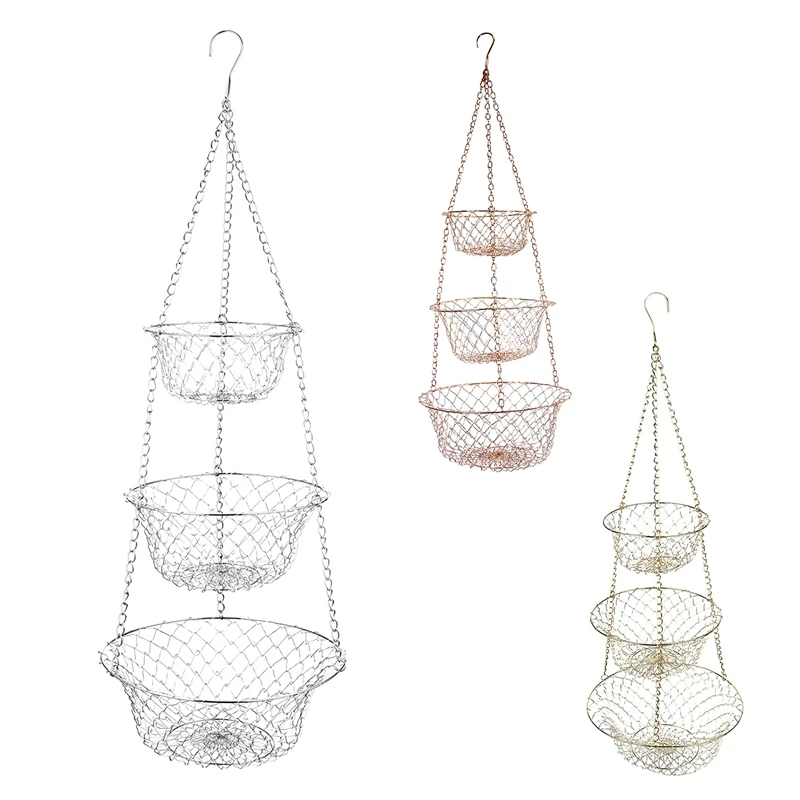 3 Tier Fruit Basket, Vegetable Kitchen Storage Basket Chain Hanging Space Saving Fruits, Plants Storage Basket
3 Tier Fruit Basket, Vegetable Kitchen Storage Basket Chain Hanging Space Saving Fruits, Plants Storage Basket