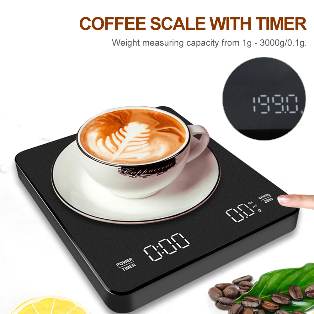 LED Screen High Precision Digital Kitchen Scale Coffee Scale with Timer 3000g/0.1g Drip Coffee Scale with Backlit
LED Screen High Precision Digital Kitchen Scale Coffee Scale with Timer 3000g/0.1g Drip Coffee Scale with Backlit