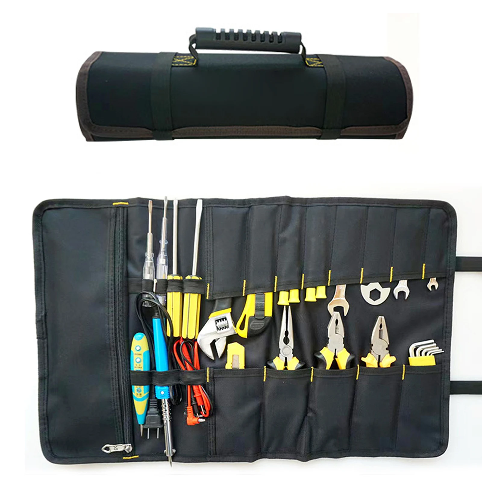 Roll Up Tool Bag Multifunctional 600D Oxford Cloth Tool Organizer Bag for Storage Screwdrivers Wrench Pliers Portable Tool Kit
Roll Up Tool Bag Multifunctional 600D Oxford Cloth Tool Organizer Bag for Storage Screwdrivers Wrench Pliers Portable Tool Kit