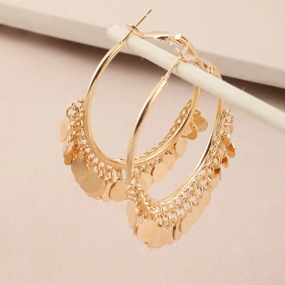 Women Accessories Geometric Party Gift Jewelry Golden Sequins Hanging Earring Tassel Hoop Earrings Ear Studs
Women Accessories Geometric Party Gift Jewelry Golden Sequins Hanging Earring Tassel Hoop Earrings Ear Studs