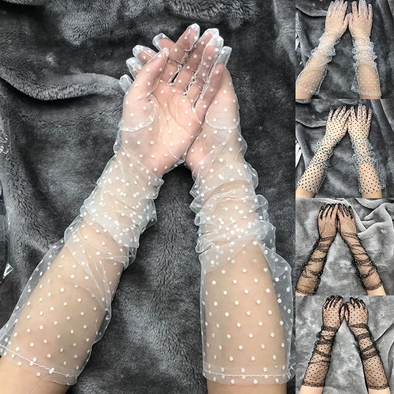 Autumn Summer Women Short Tulle Gloves White Black Dot Weeding Gloves Stretchy Lace Spots Full Finger Mittens Mesh Lace Gloves
Autumn Summer Women Short Tulle Gloves White Black Dot Weeding Gloves Stretchy Lace Spots Full Finger Mittens Mesh Lace Gloves