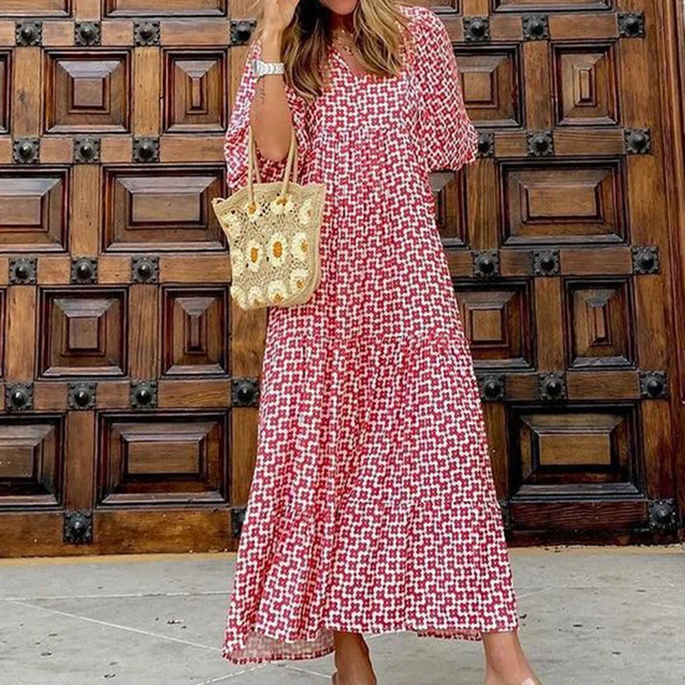 New Women's Summer V Neck Maxi Dress Puff Short Sleeve Beach Cover-up Loose Fit S-5XL Long Swing Dress Printed Patterns
New Women's Summer V Neck Maxi Dress Puff Short Sleeve Beach Cover-up Loose Fit S-5XL Long Swing Dress Printed Patterns