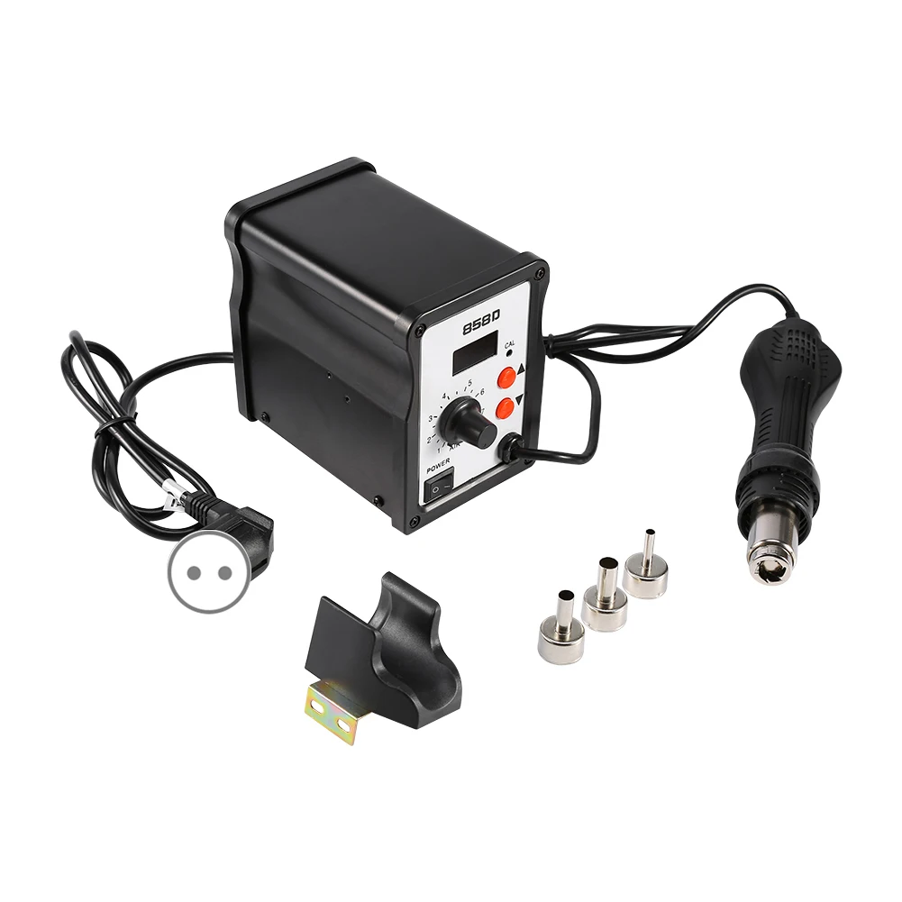 EU Digital SMD Soldering Desoldering Station Hot Air Rework Gun Tool + 3 Nozzles Air current quantity adjustable Air current
EU Digital SMD Soldering Desoldering Station Hot Air Rework Gun Tool + 3 Nozzles Air current quantity adjustable Air current