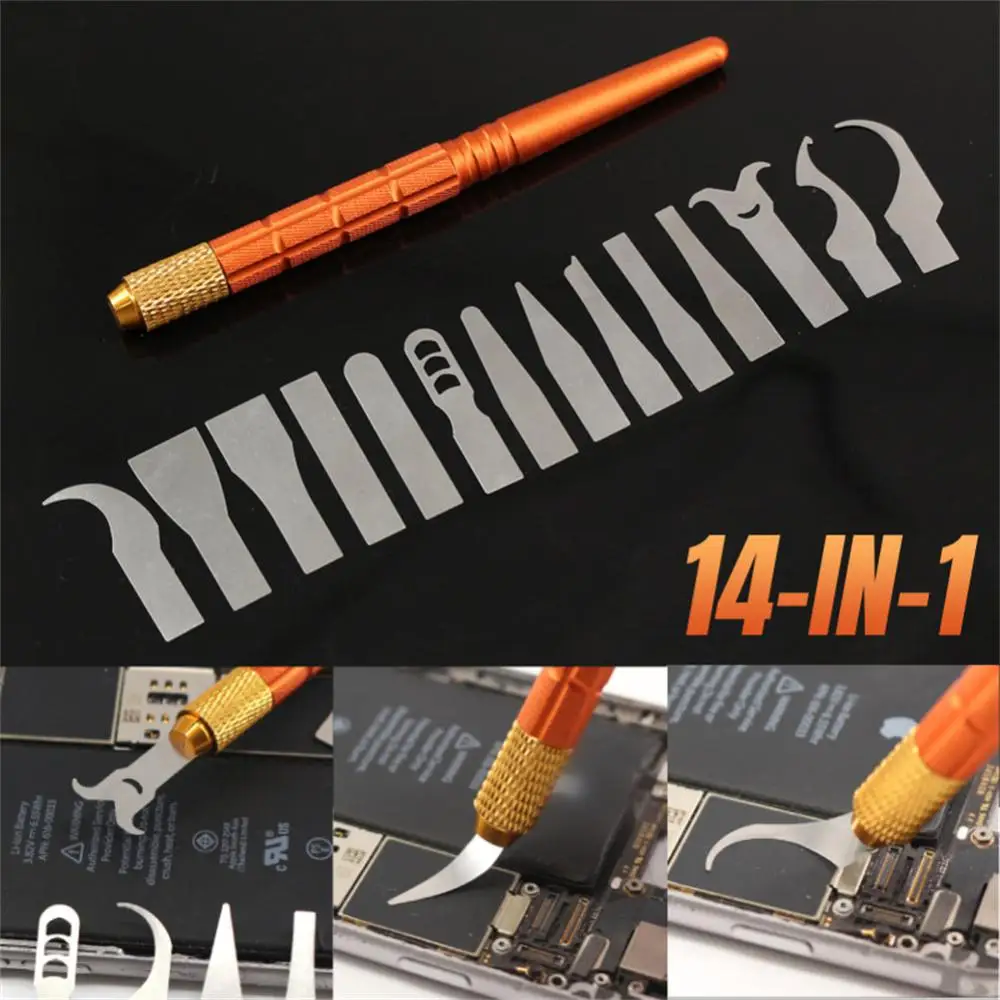 14-IN-1 IC Chip Repair Thin Blade Tools Set CPU Edge Removal Tool Remove for Mobile Phone Computer CPU Motherboard Chip Repair
14-IN-1 IC Chip Repair Thin Blade Tools Set CPU Edge Removal Tool Remove for Mobile Phone Computer CPU Motherboard Chip Repair