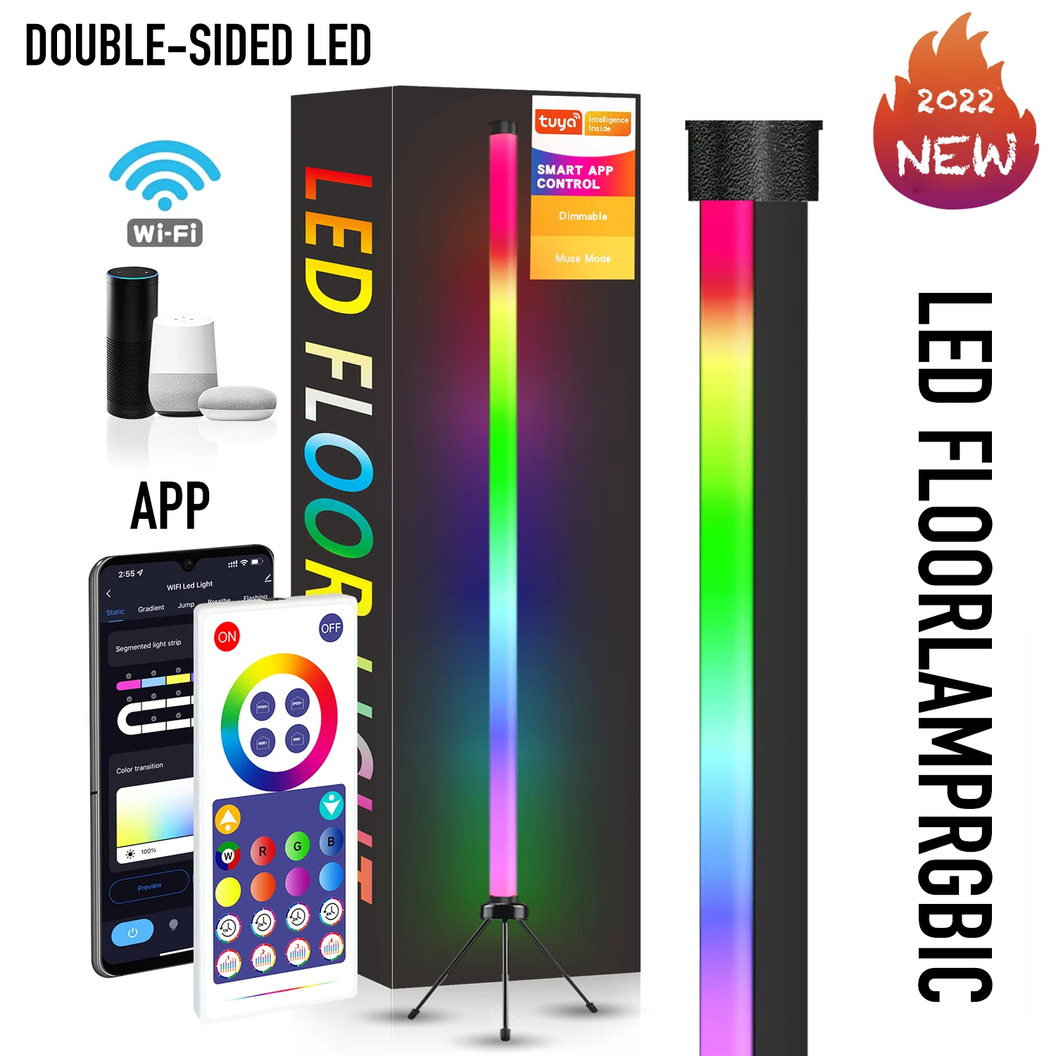 Double Sided RGB Corner Led Bluetooth App Floor Lamp Color Changing Mood Lighting Dimmable LED Modern Floor Lamp Remote Standing
Double Sided RGB Corner Led Bluetooth App Floor Lamp Color Changing Mood Lighting Dimmable LED Modern Floor Lamp Remote Standing