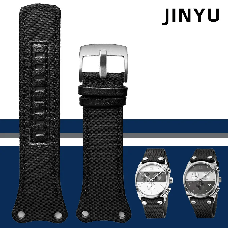 

30mm Nylon Watch Strap Black Sport Bracelet Stainless Steel Buckle For C-K K4B384B3 K4B371B6 K4B371B3 Men's Wristband