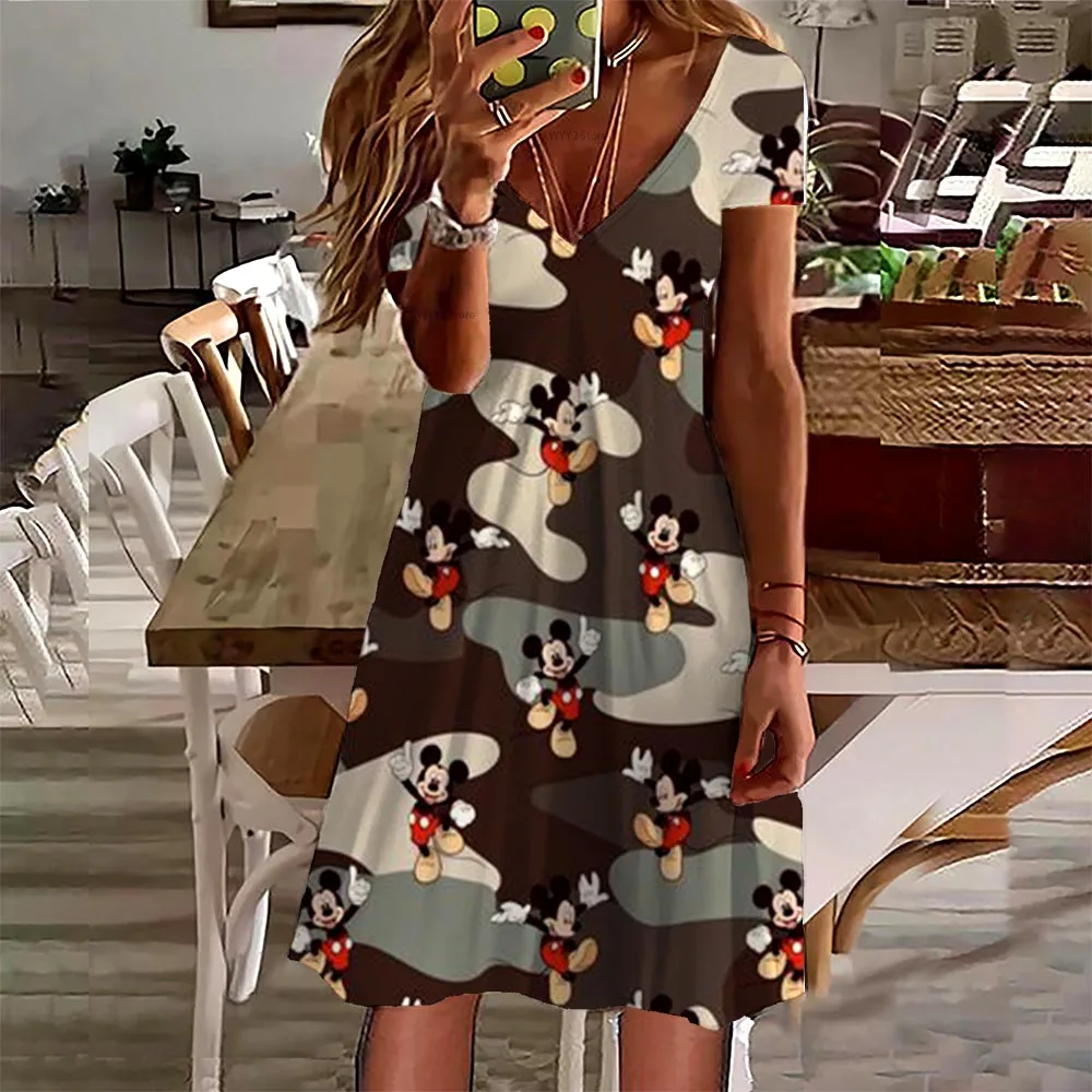 Disney Mickey Mouse Fashion Summer Women Minnie Print Dress V Neck Knee Length Dress Casual 3D Print Dress New
Disney Mickey Mouse Fashion Summer Women Minnie Print Dress V Neck Knee Length Dress Casual 3D Print Dress New