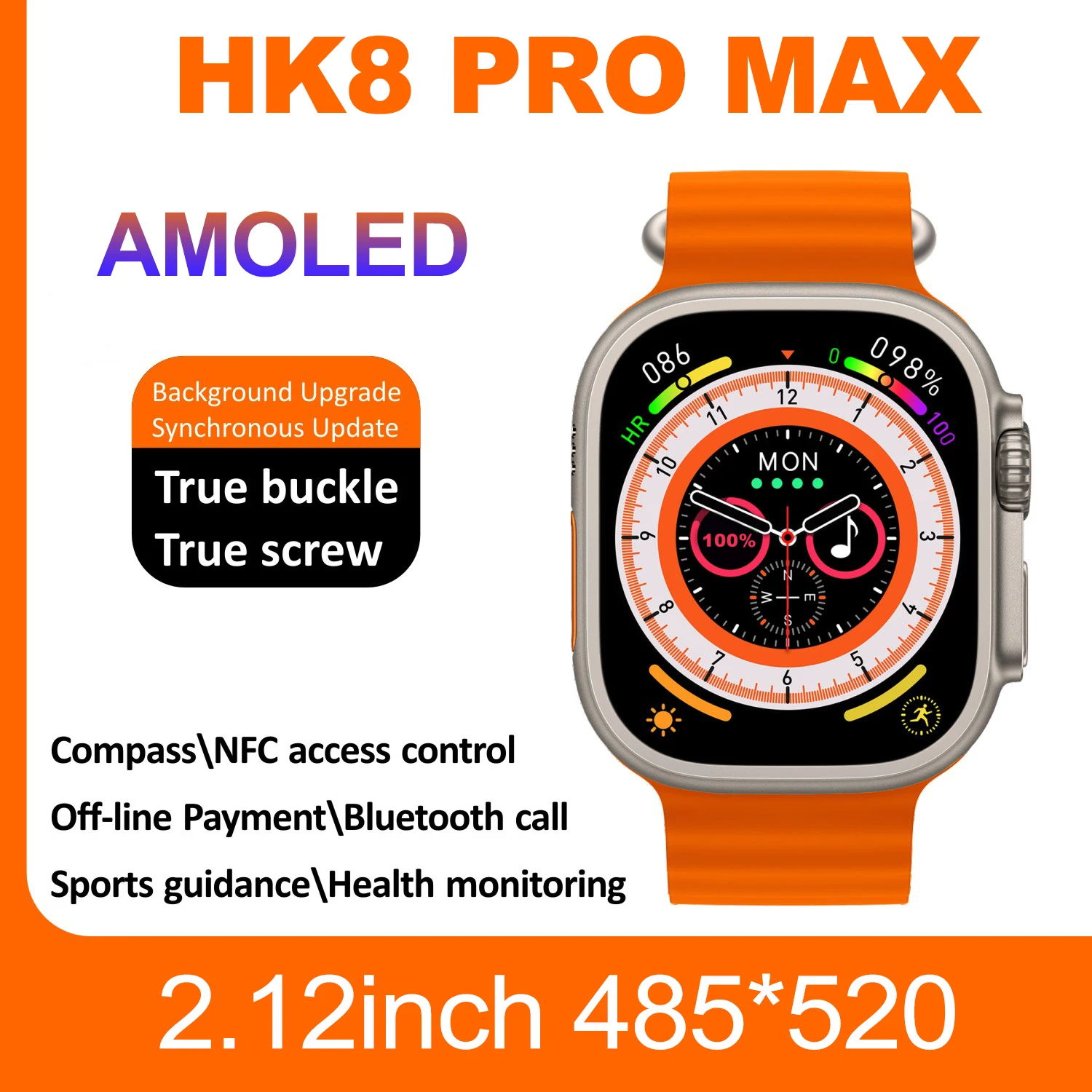 AMOLED Screen HK8 Pro Max Ultra Smartwatch 49mm 2.12 inch 485*520 Bluetooth Call Compass Men Smart Watch 2023 upgrade
AMOLED Screen HK8 Pro Max Ultra Smartwatch 49mm 2.12 inch 485*520 Bluetooth Call Compass Men Smart Watch 2023 upgrade