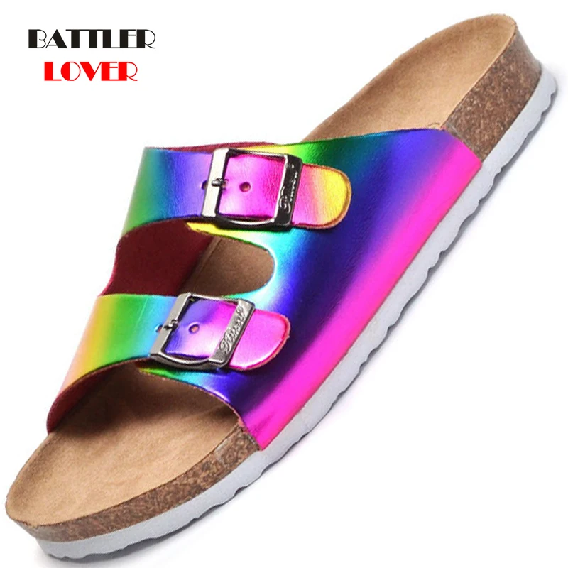 Fashion Summer Rainbow Color Slippers For Women Platform Cork Casual Sandals Outdoor Double Buckle Mixed Color Beach Slide Shoes
Fashion Summer Rainbow Color Slippers For Women Platform Cork Casual Sandals Outdoor Double Buckle Mixed Color Beach Slide Shoes