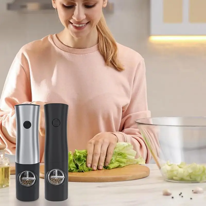 Pepper Grinder Electric Spice Grinder Adjustable Coarseness Grinding Tool With LED Light One Hand Automatic Operation
Pepper Grinder Electric Spice Grinder Adjustable Coarseness Grinding Tool With LED Light One Hand Automatic Operation