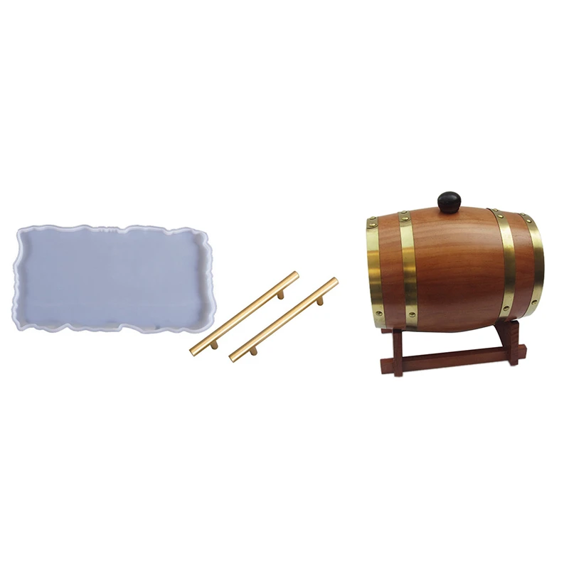 Деревянная винтажная деревянная бочка 3 л, лесоматериалы, для вина и силикона, форма для лотка из Жеода и агата с 2 металлическими ручками 
Деревянная винтажная деревянная бочка 3 л, лесоматериалы, для вина и силикона, форма для лотка из Жеода и агата с 2 металлическими ручками