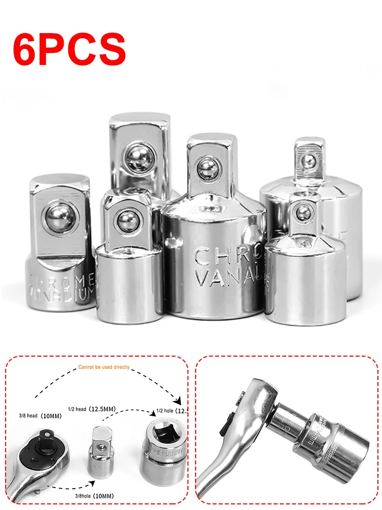 6Pcs 1/4" 3/8" 1/2" Ratchet Wrench Adapter Chrome Vanadium Steel Sleeve Adapter Drive Socket Wrench-sleeve Joint Converter
6Pcs 1/4" 3/8" 1/2" Ratchet Wrench Adapter Chrome Vanadium Steel Sleeve Adapter Drive Socket Wrench-sleeve Joint Converter