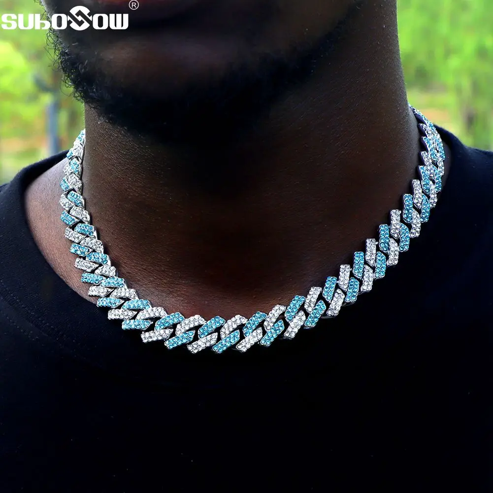 Hip Hop Men Iced Out Cuban Link Chain Blue Necklace 14mm Rhombus Prong Miami Cuban Choker Necklaces Men's Birthday Jewelry Gift
Hip Hop Men Iced Out Cuban Link Chain Blue Necklace 14mm Rhombus Prong Miami Cuban Choker Necklaces Men's Birthday Jewelry Gift
