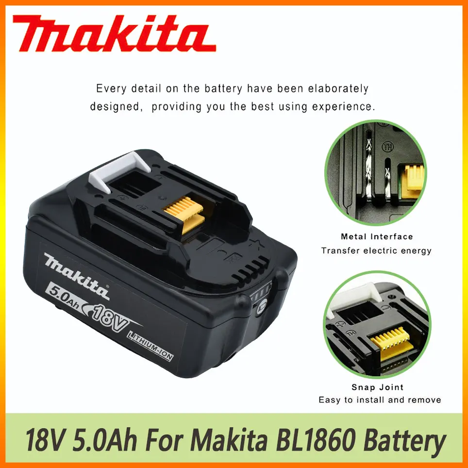 100% Original Makita 18V 5.0Ah/5000mAh Rechargeable Power Tools Battery with LED Li-ion Replacement LXT BL1860B BL1860 BL1850
100% Original Makita 18V 5.0Ah/5000mAh Rechargeable Power Tools Battery with LED Li-ion Replacement LXT BL1860B BL1860 BL1850