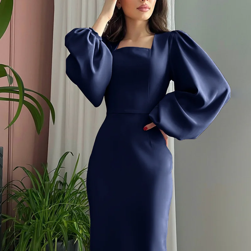 Women European Style Bishop Sleeve Slim Dress Long Sleeveless Square Neck Solid Long Dresses Spring Grace Commute Vestidos 원피스
Women European Style Bishop Sleeve Slim Dress Long Sleeveless Square Neck Solid Long Dresses Spring Grace Commute Vestidos 원피스