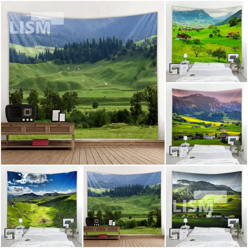 

Mountains and Rivers Sunset 3D Tapestry Wall Hanging Decoration Living Room Home Decoration Aesthetic Design Background Cloth