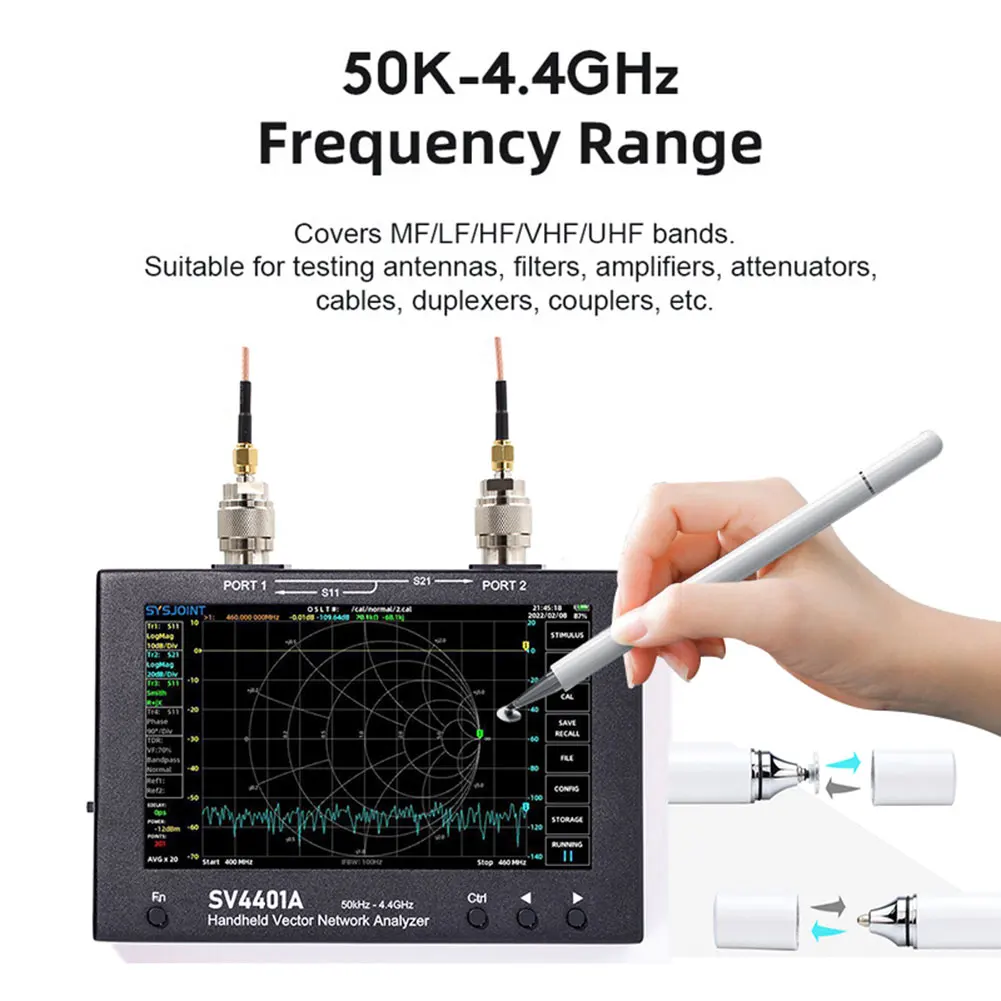 SV4401A International Version 7 inch IPS LCD Display 100dB Dynamic 50KHz-4.4GHz Vector Network Antenna Analyzer Kits VNA Tester
SV4401A International Version 7 inch IPS LCD Display 100dB Dynamic 50KHz-4.4GHz Vector Network Antenna Analyzer Kits VNA Tester