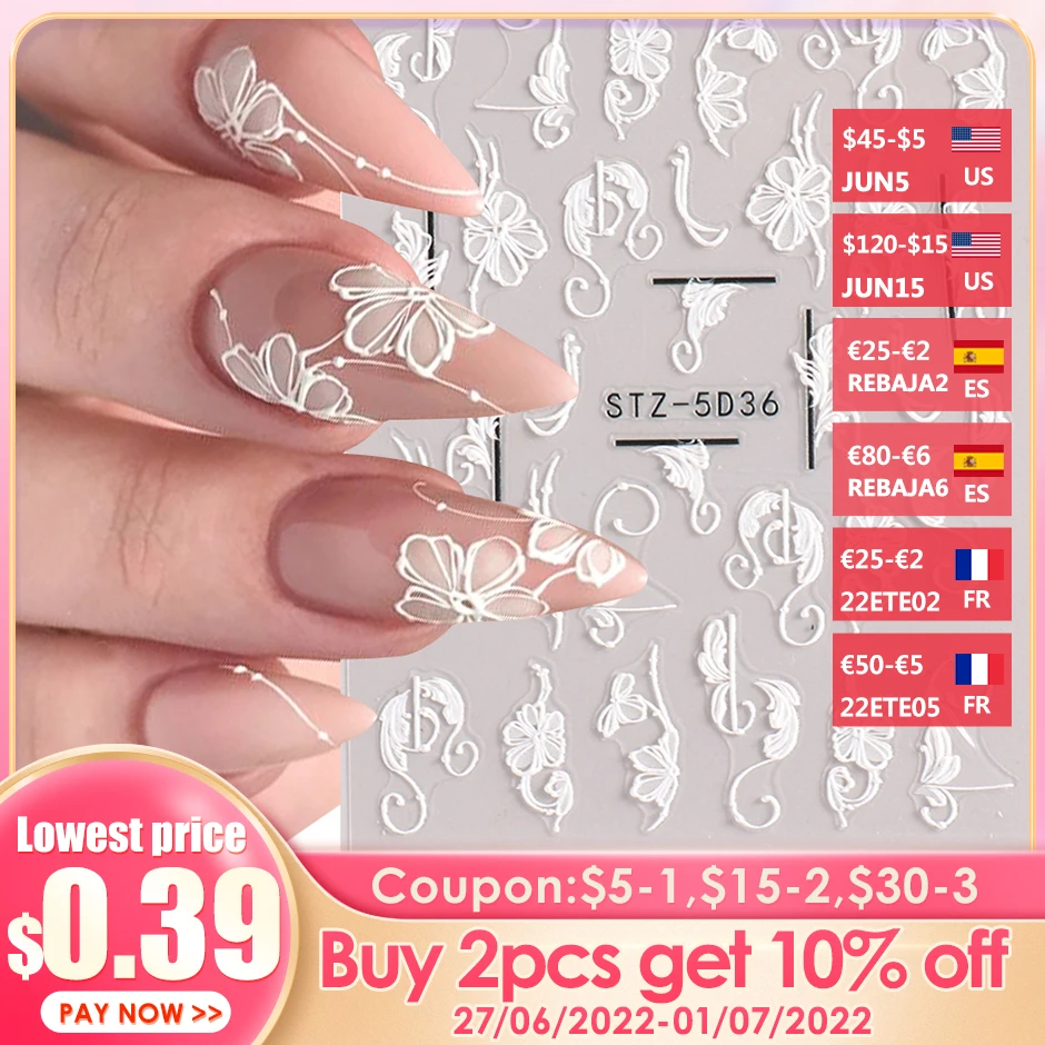 5D Elegant Lace Nail Art Design Wedding Bridal Stickers Embossed Floral French Decals Charms Sliders Manicure Decor SASTZ-5D36
5D Elegant Lace Nail Art Design Wedding Bridal Stickers Embossed Floral French Decals Charms Sliders Manicure Decor SASTZ-5D36