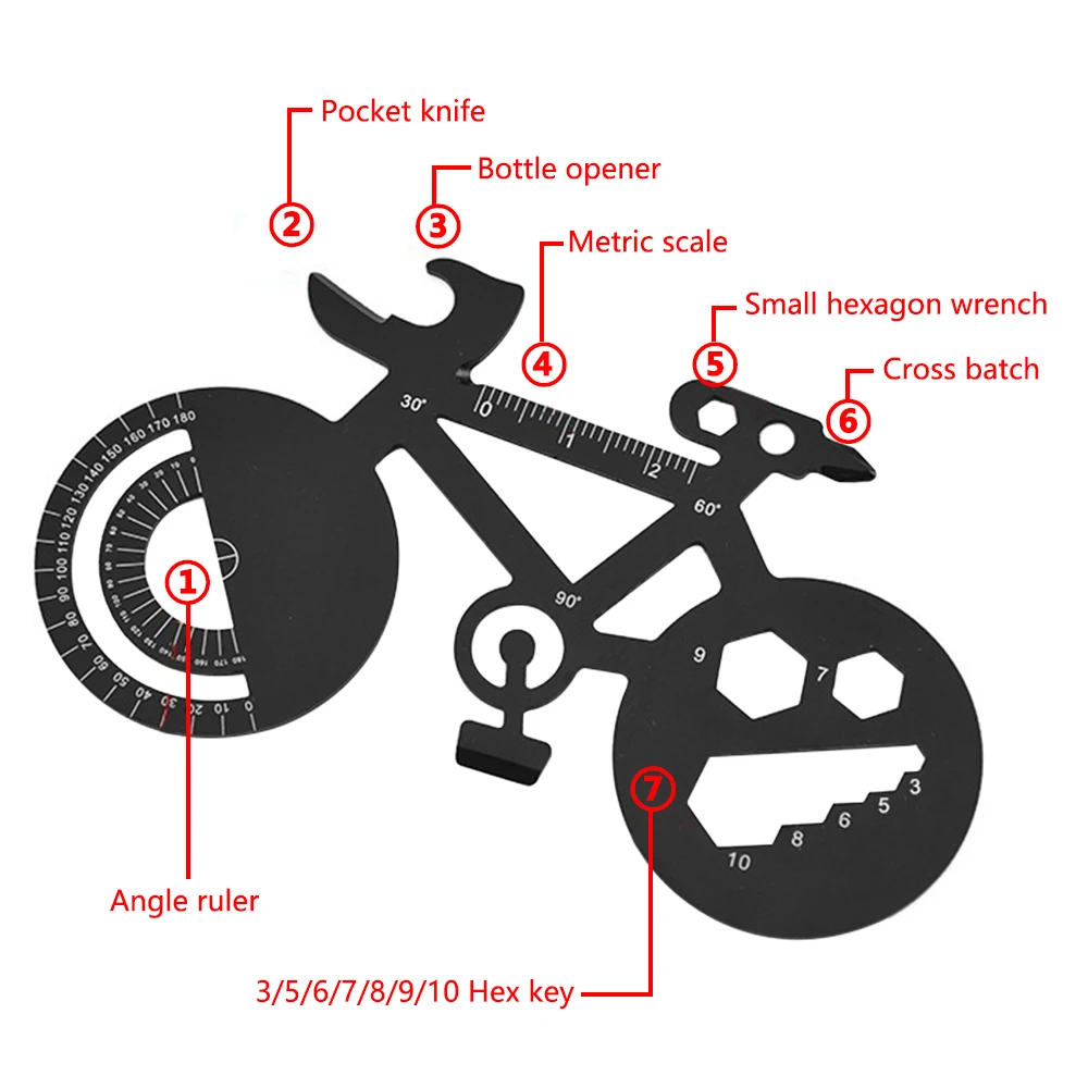 Creative Multifunctional Stainless Steel Bicycle Card Tool Bottle Opener Wrench Outdoor Portable EDC Tool Card 
Creative Multifunctional Stainless Steel Bicycle Card Tool Bottle Opener Wrench Outdoor Portable EDC Tool Card