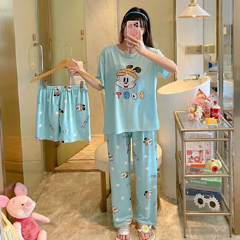 Sleepwear For Women Loose Leisure 3Pcs Sets Short Sleeved Pants Shorts Suit Lady Cartoon Animal Printed Home Clothes For Female
Sleepwear For Women Loose Leisure 3Pcs Sets Short Sleeved Pants Shorts Suit Lady Cartoon Animal Printed Home Clothes For Female