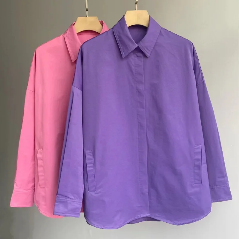 Foreign Trade Spring/Summer Women's Polo Neck Long Sleeve Solid Simple Pink Shirt
Foreign Trade Spring/Summer Women's Polo Neck Long Sleeve Solid Simple Pink Shirt